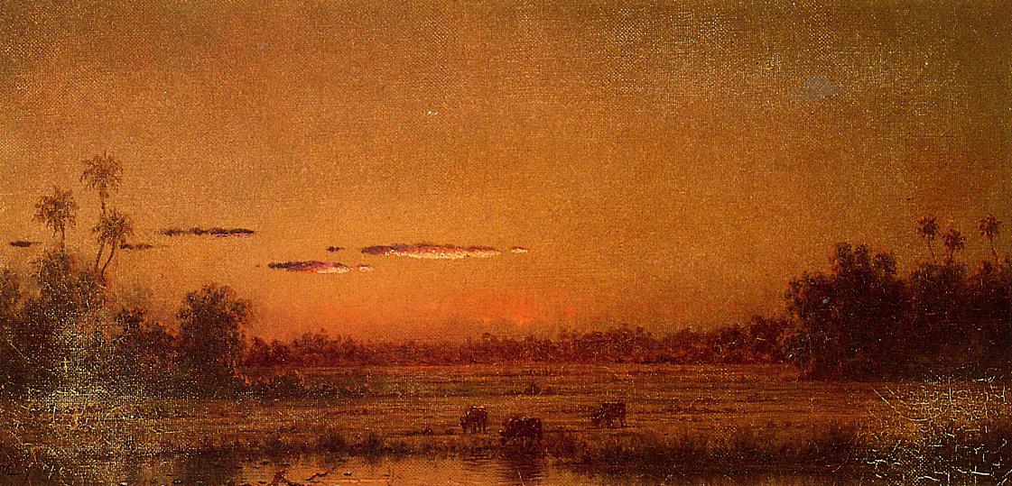 Sunset With Group Of Palms — Martin Johnson Heade