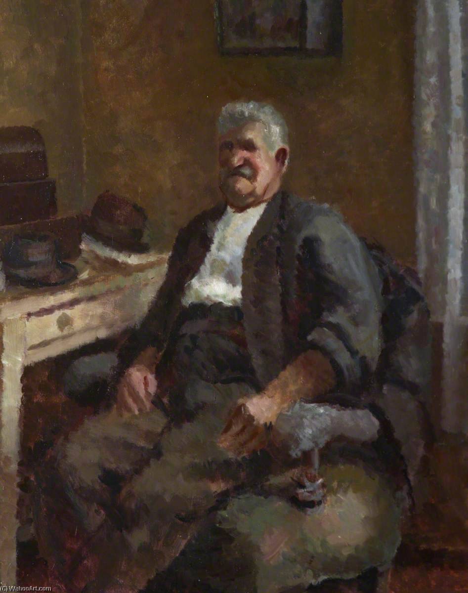Cottage Interior With A Seated Man — Patricia Preece