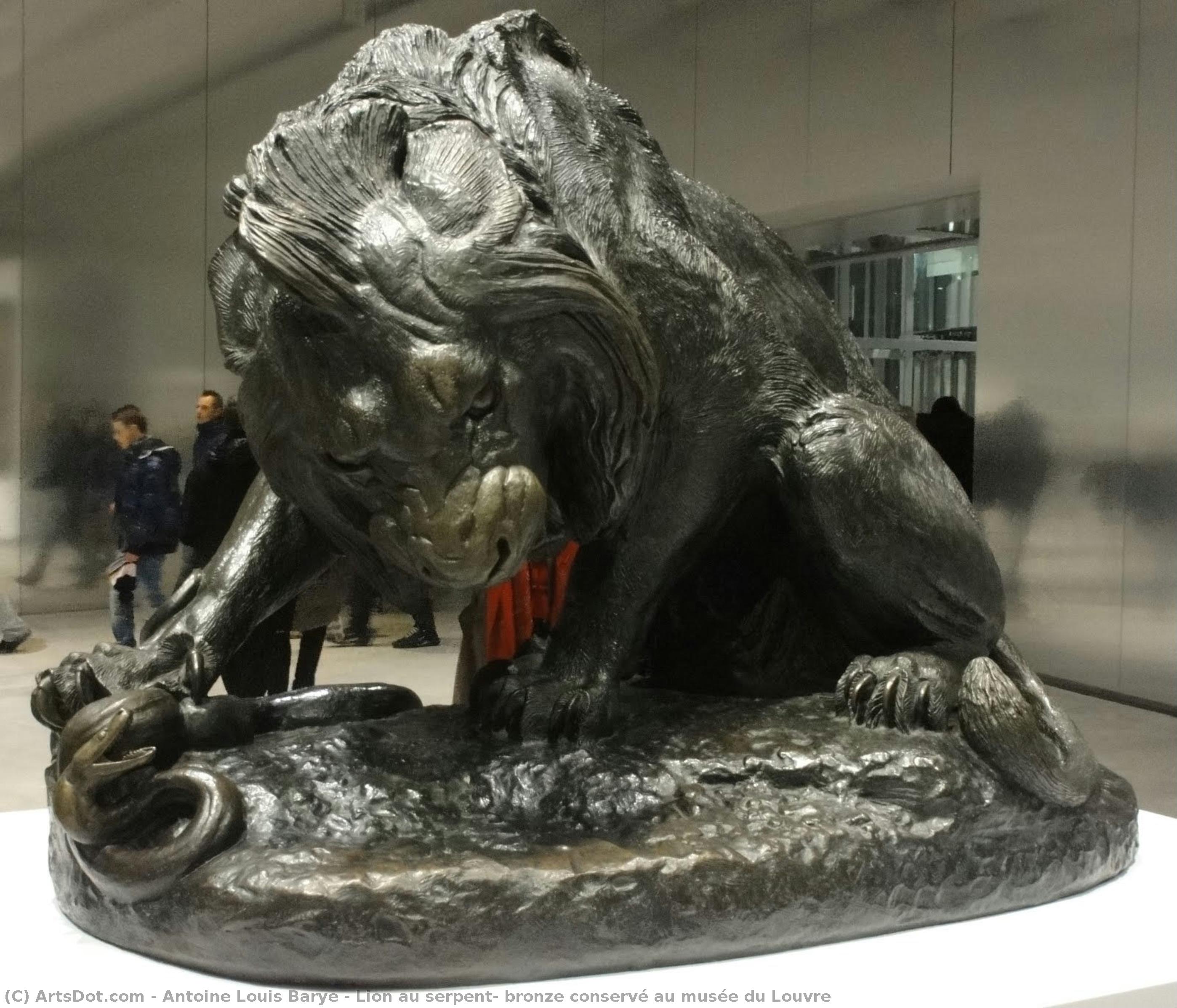 Lion Au Serpent, Bronze Conservé Au Musée Du Louvre — Antoine-louis Barye