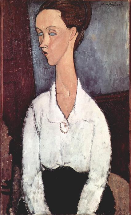Portrait Of Lunia Czechowska In White Blouse — Amedeo Clemente Modigliani