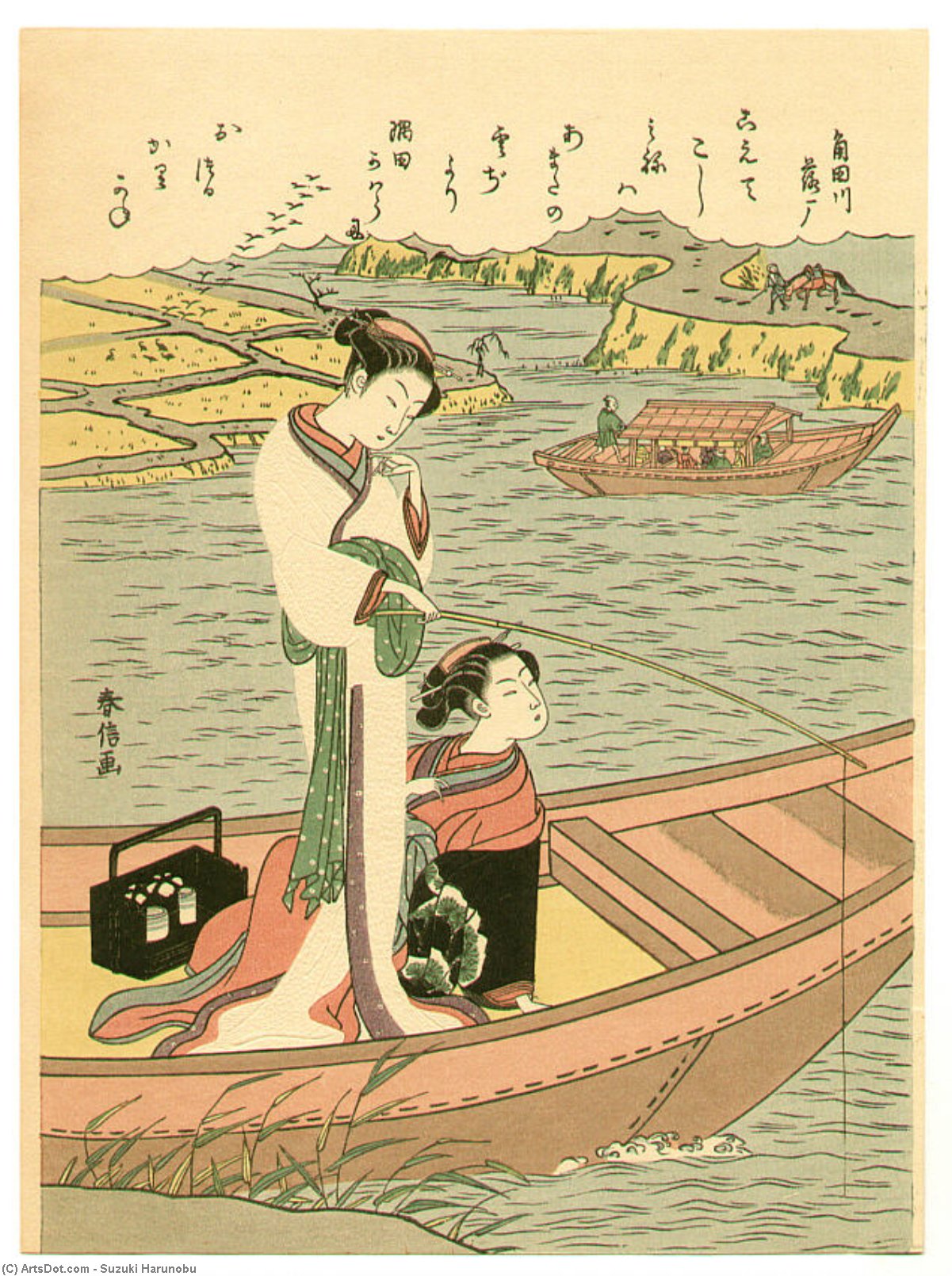 Fishing On The Sumida River — Suzuki Harunobu