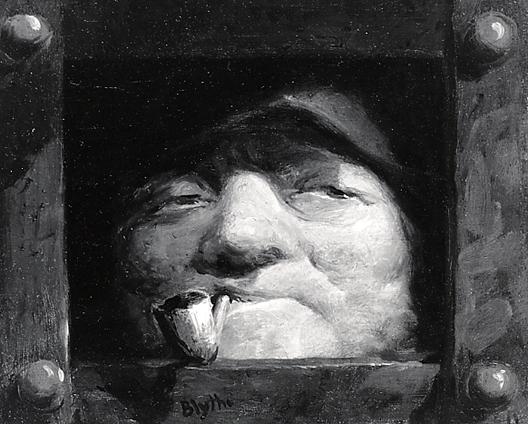 Crime And Punishment Youth And Sugar Bowl (and) Man Peering From Jail (pair Of Paintings), (painting) — David Gilmour Blythe