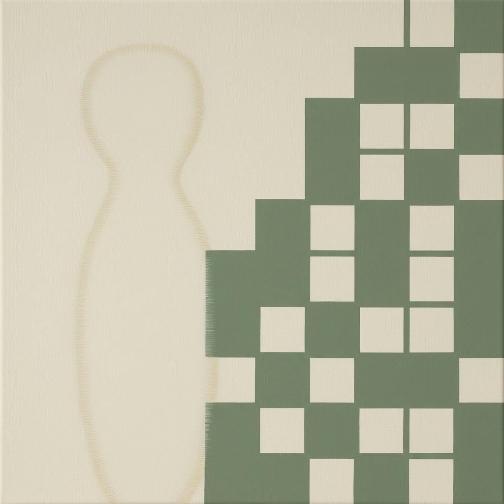 Ephemeral Silhouette Amidst The Ordered Descent Of Muted Olive Geometry — Laurent Fabre