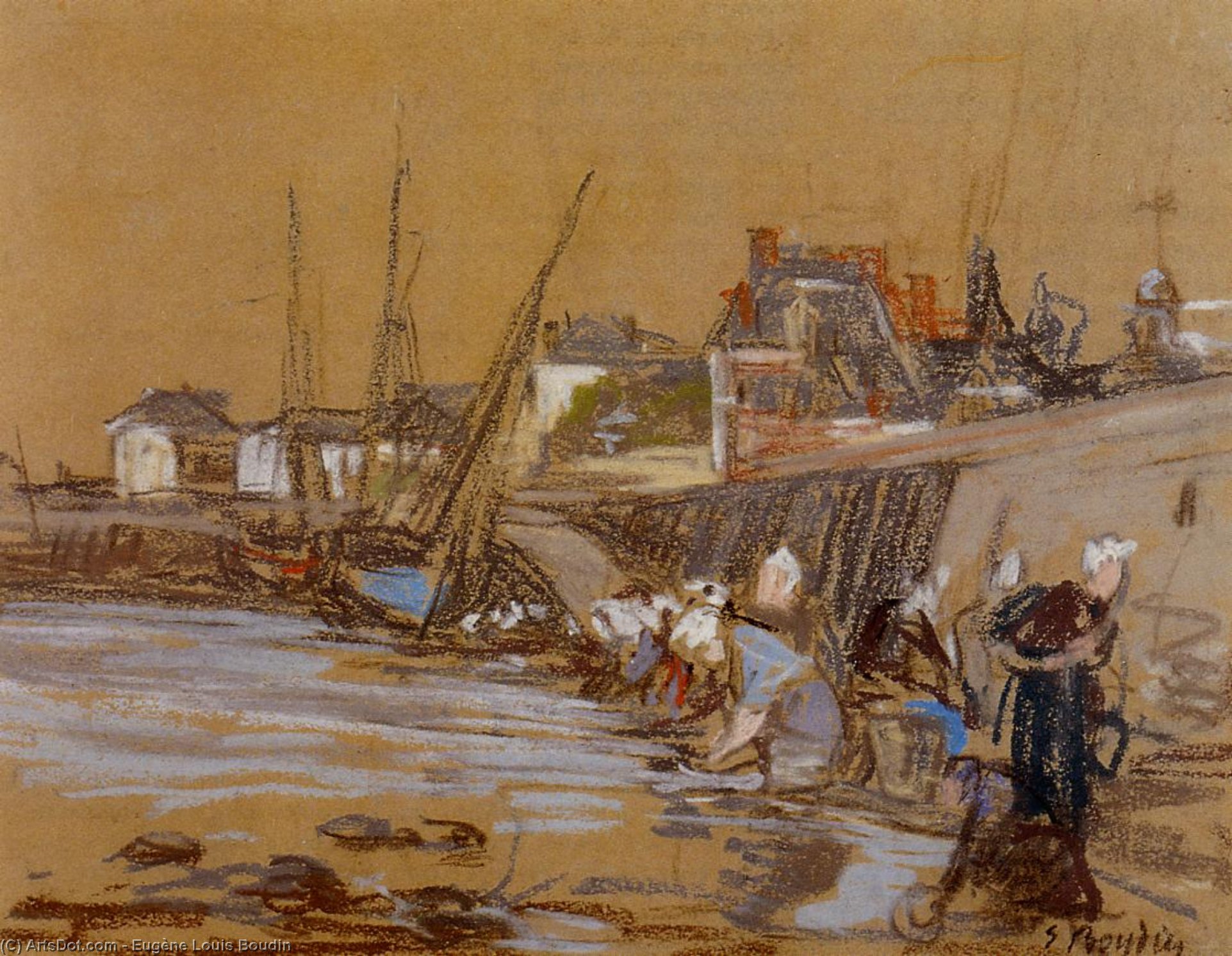 Laundresses In The Port Of Honfleur — Eugène Louis Boudin