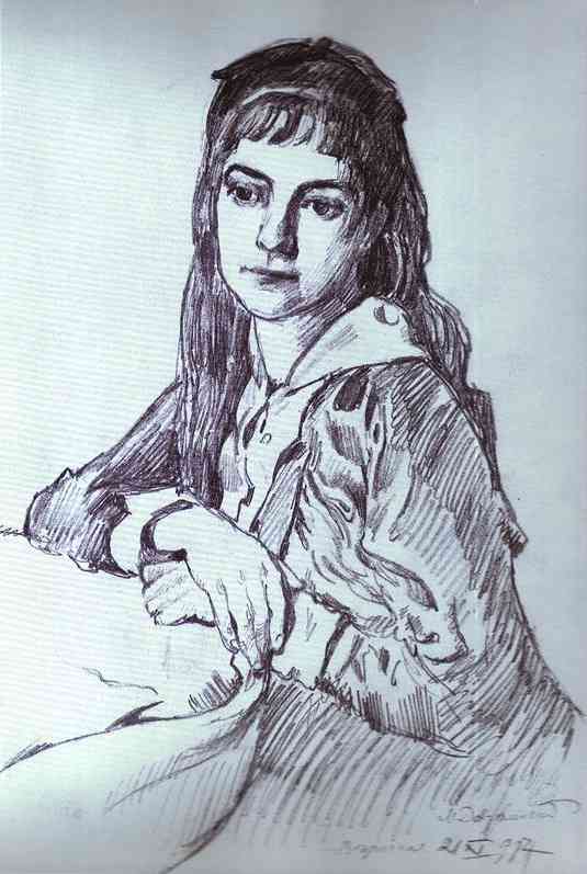 Portrait Of The Artist's Daughter, Vera — Mstislav Dobuzhinsky