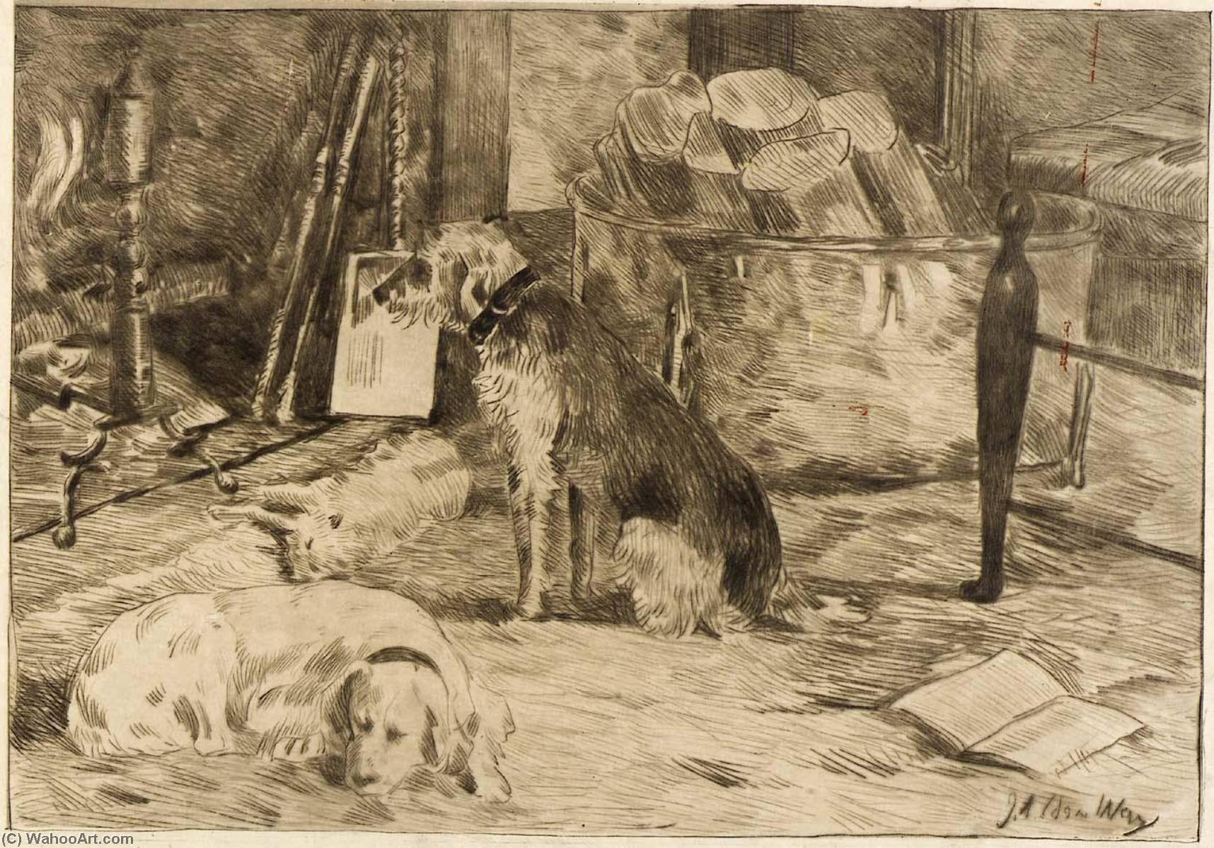 Dogs On The Hearth No. 1 — Julian Alden Weir