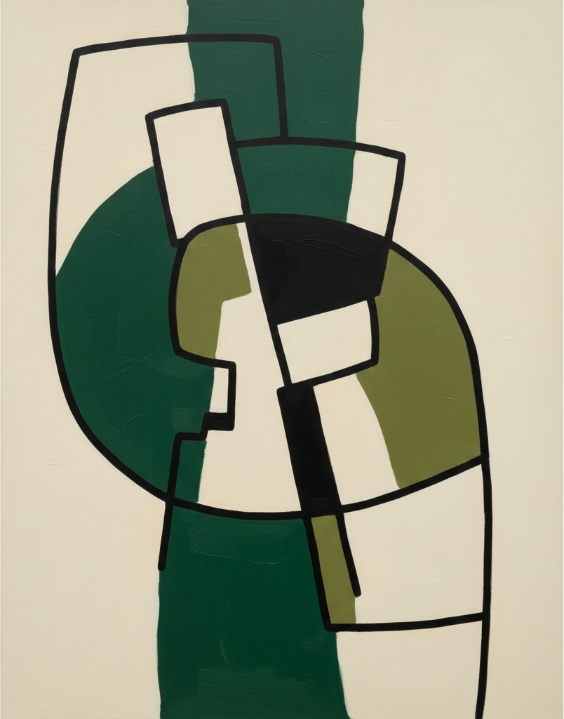 Interlocking Planes Of Verdant Geometry: A Monochromatic Study In Emergence — Laurent Fabre