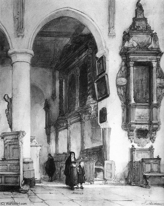 Church In Overschie Sun — Johannes Bosboom