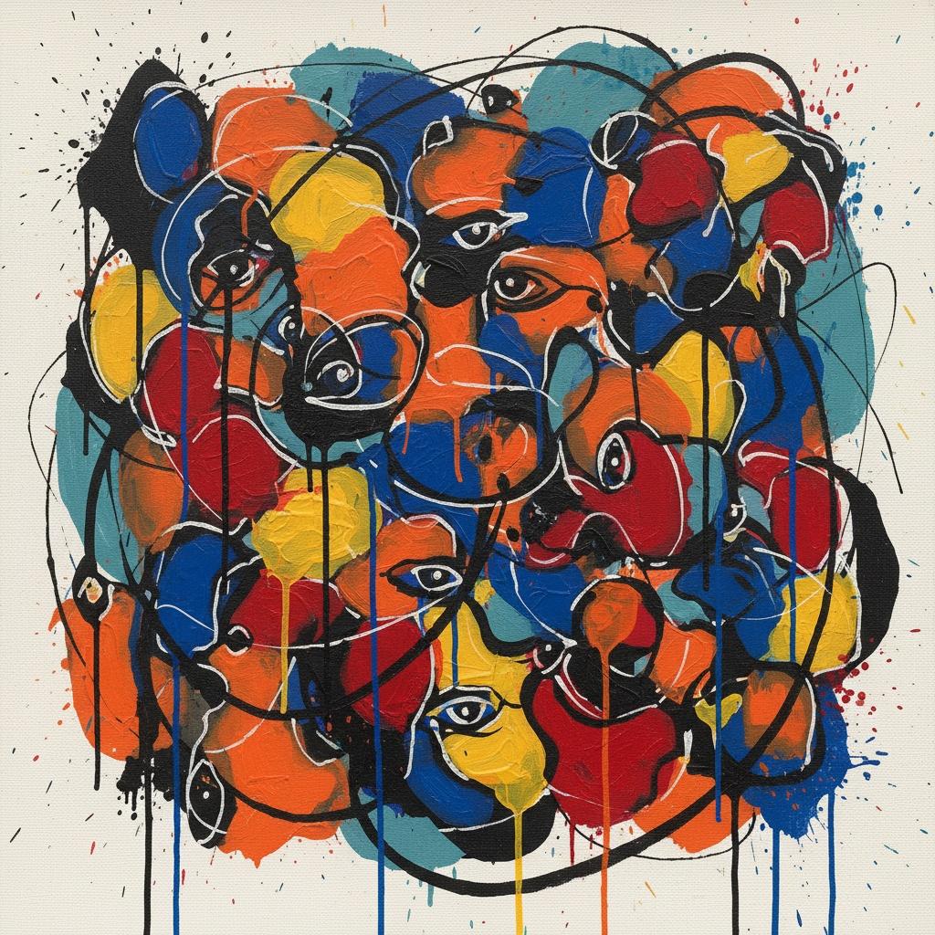 Fragmented Visions In Cobalt And Crimson: A Singular Study Of Chaotic Organic Forms — Christian Noiret