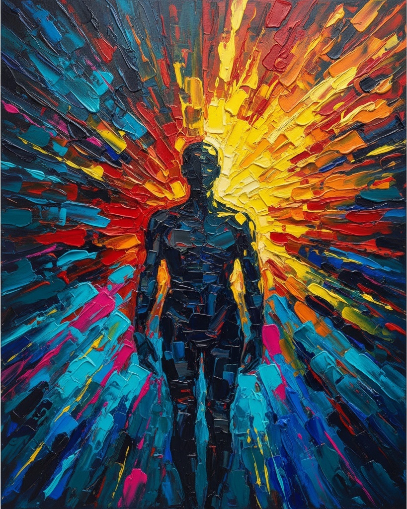 Prismatic Emergence: A Monumental Explosion Of Radiant Light Within The Midnight Void — Laurent Delcourt