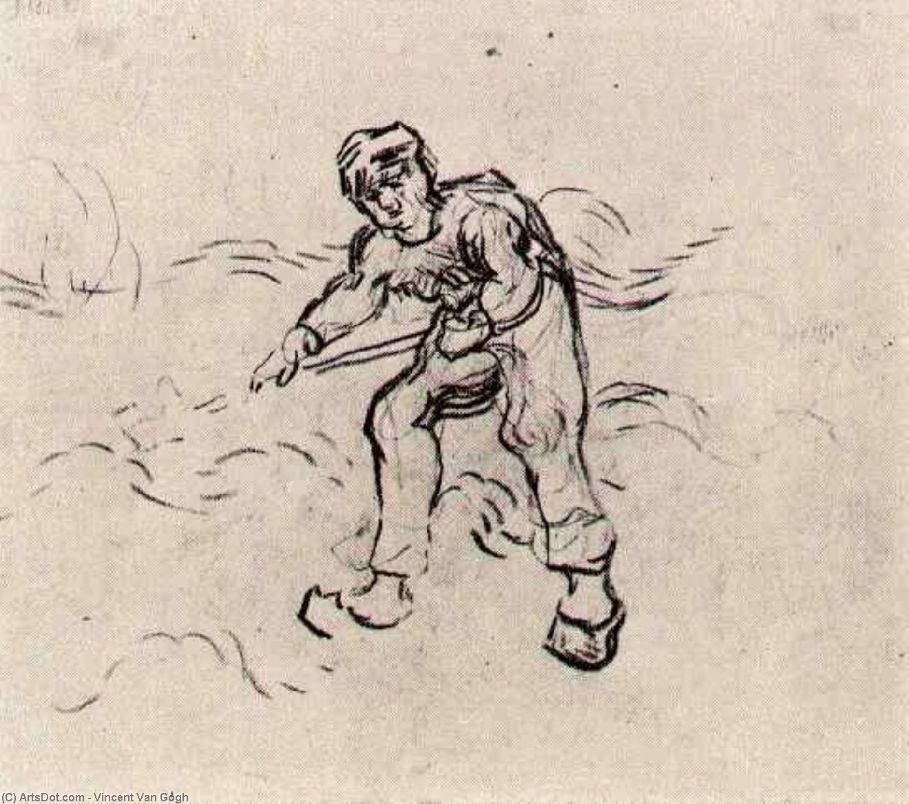 Sketch Of A Peasant Working — Vincent Willem Van Gogh