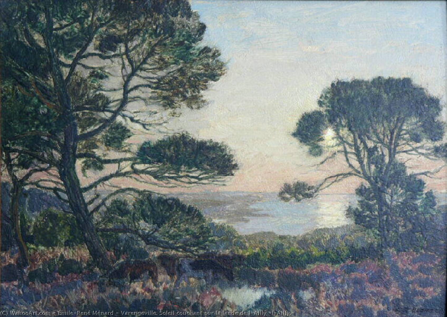 Varengeville. Soleil Couchant Sur La Lande De L'ailly (l'ailly.) — Émile-rené Ménard