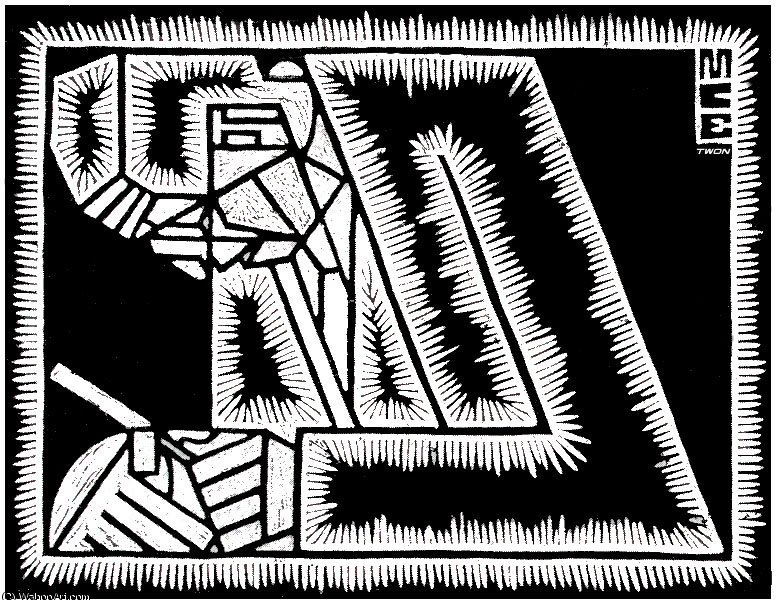 Father With Magnifying Glass — Maurits Cornelis Escher
