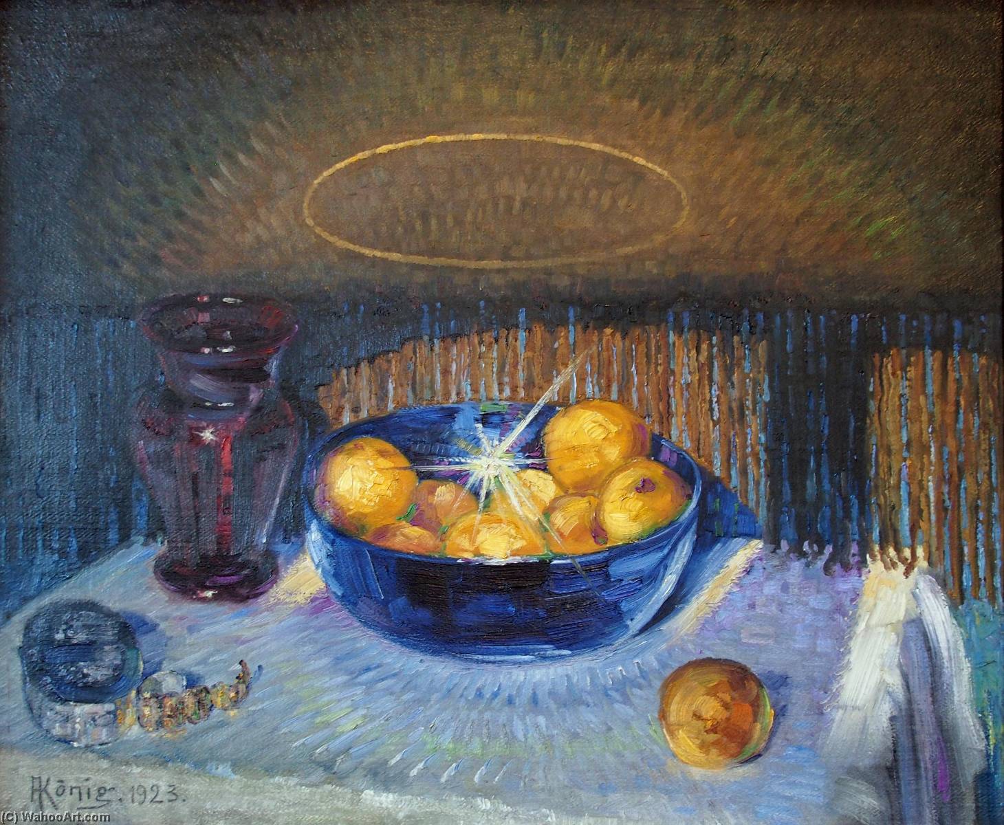 Deutsch Stillleben Mit Früchten In Blauer Schale — Albert Koenig
