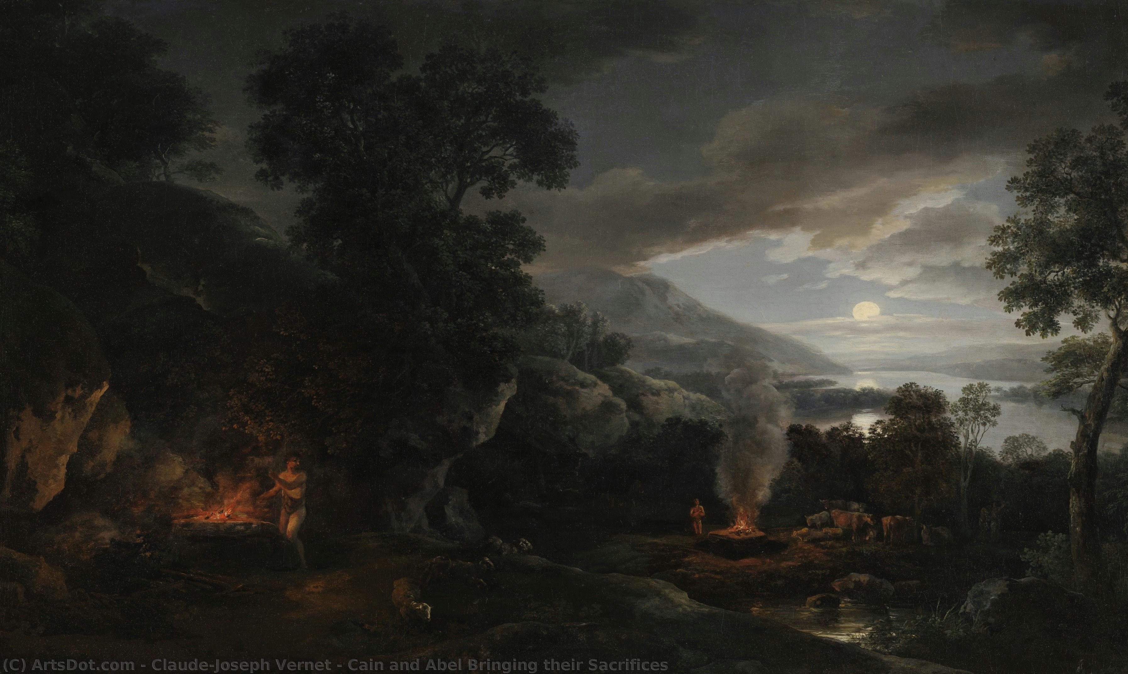 Cain And Abel Bringing Their Sacrifices — Claude-joseph Vernet