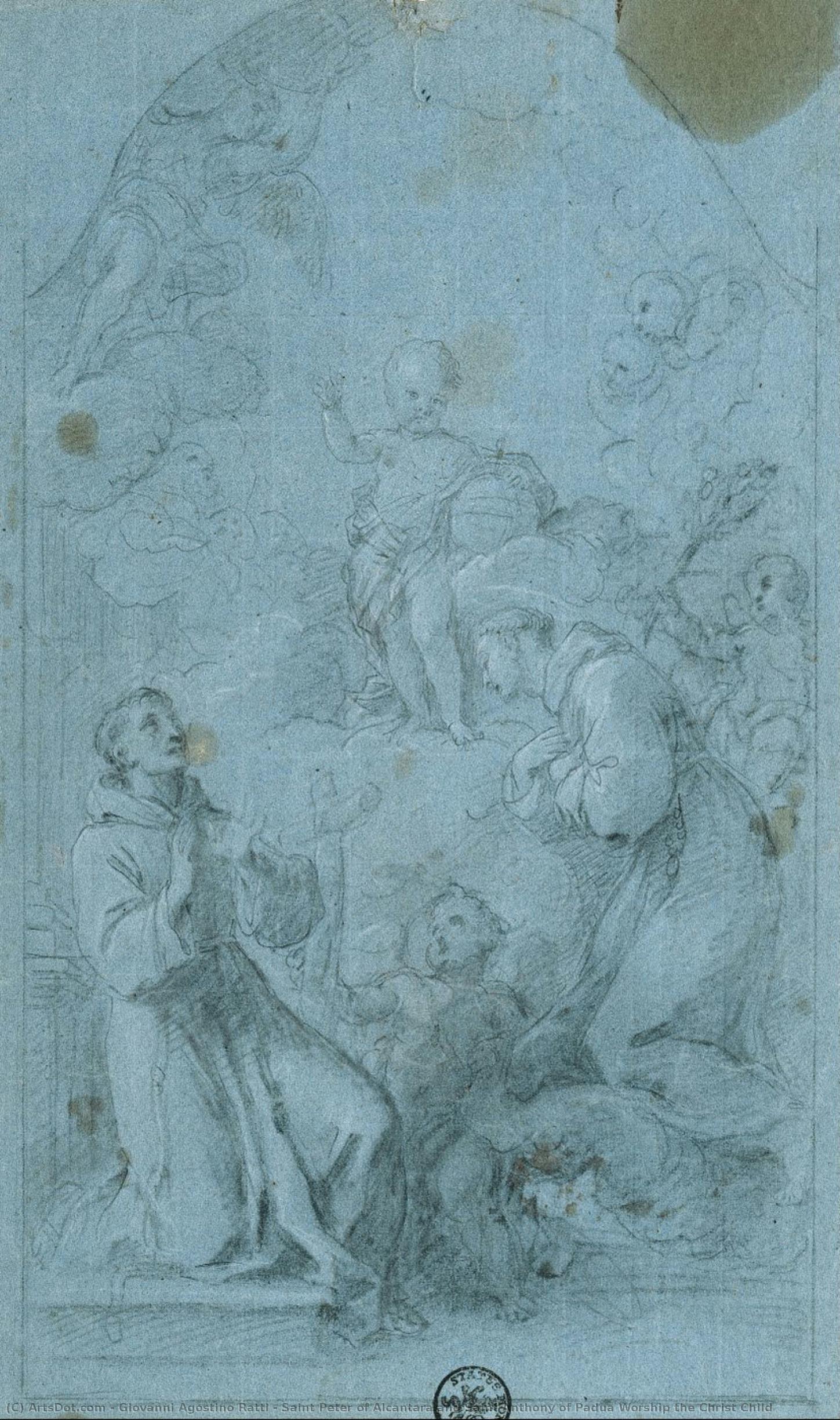 Saint Peter Of Alcantara And Saint Anthony Of Padua Worship The Christ Child — Giovanni Agostino Ratti