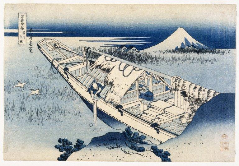 View Of Fuji From A Boat At Ushibori — Katsushika Hokusai