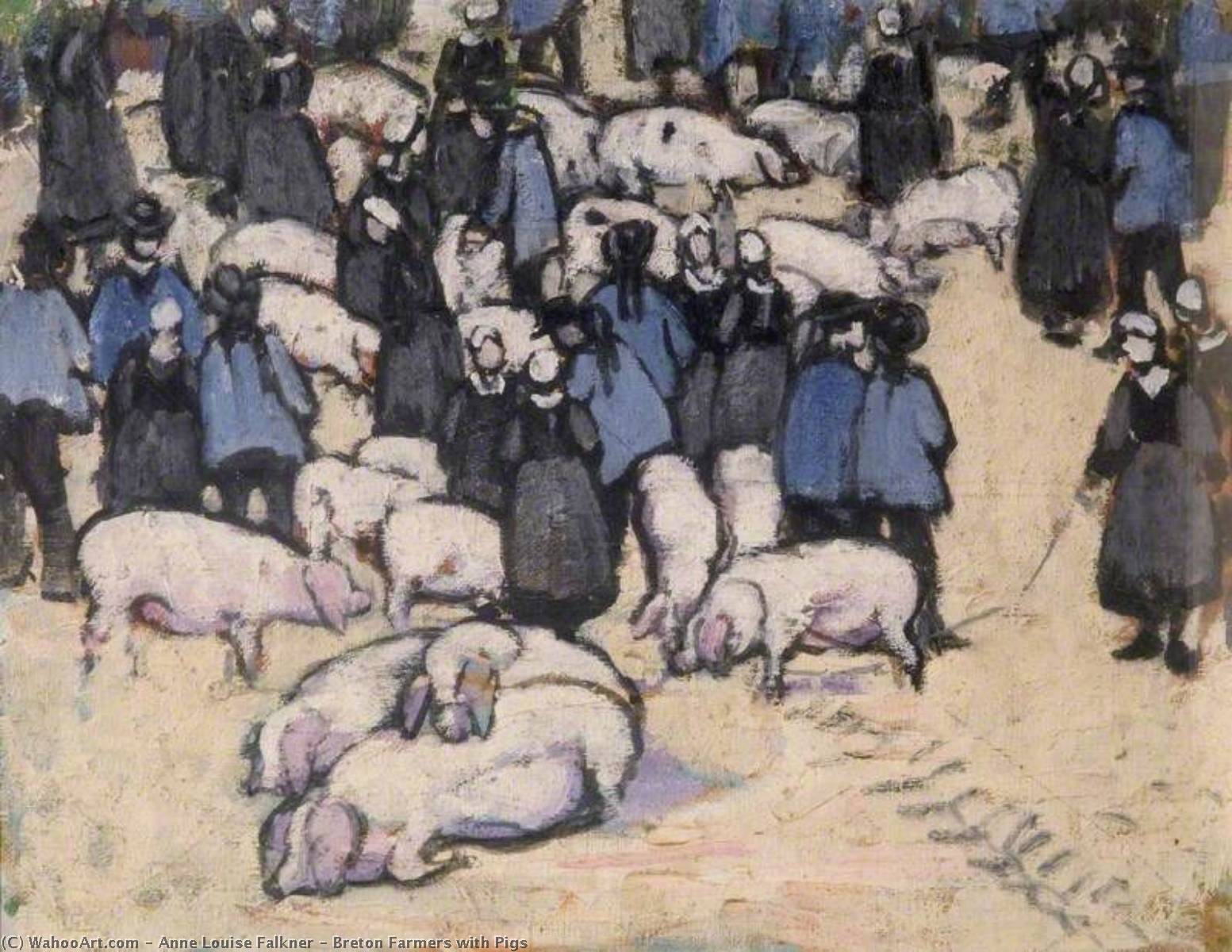 Breton Farmers With Pigs — Anne Louise Falkner