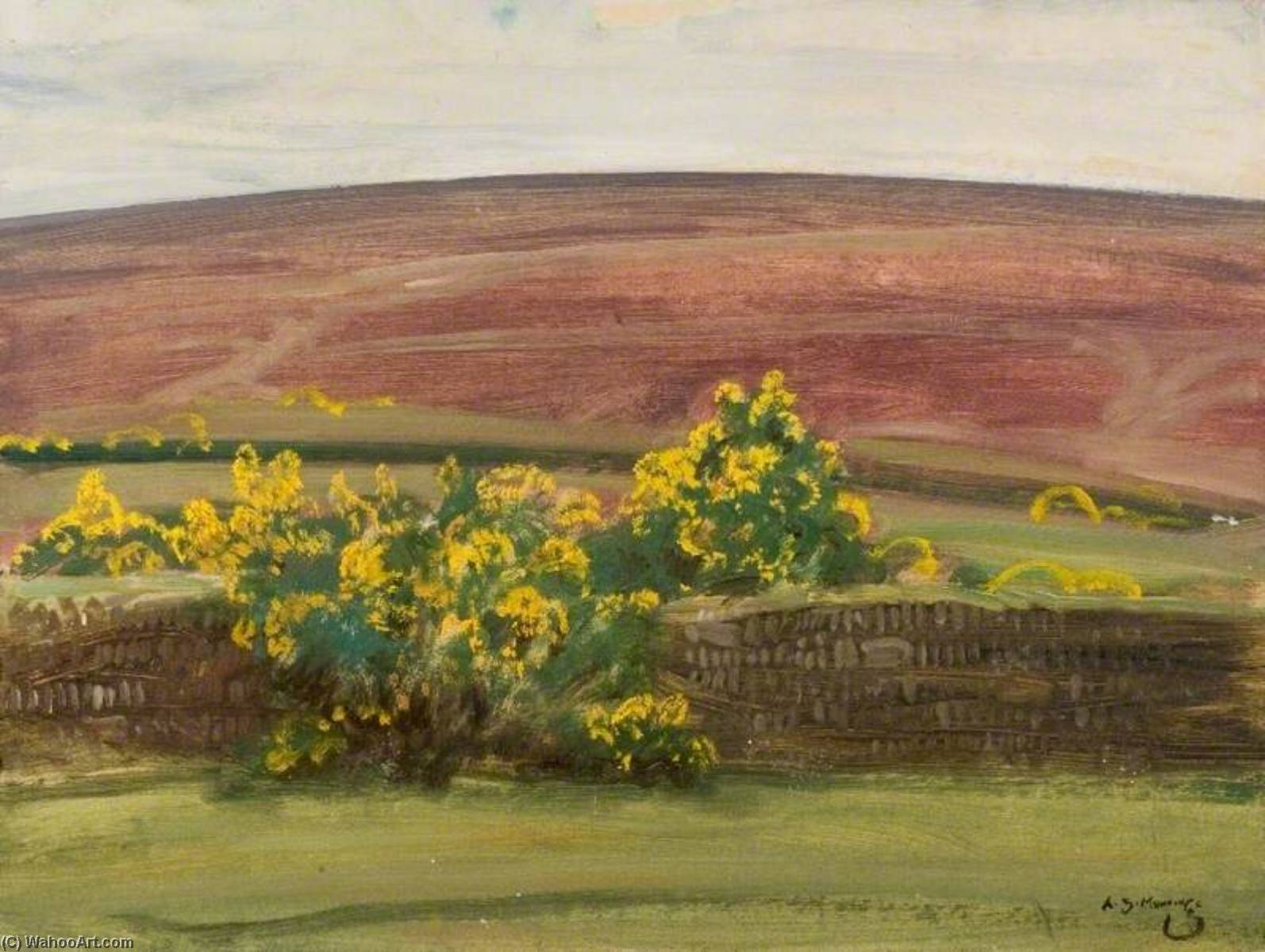 Wall And Gorse On Exmoor — Sir Alfred James Munnings