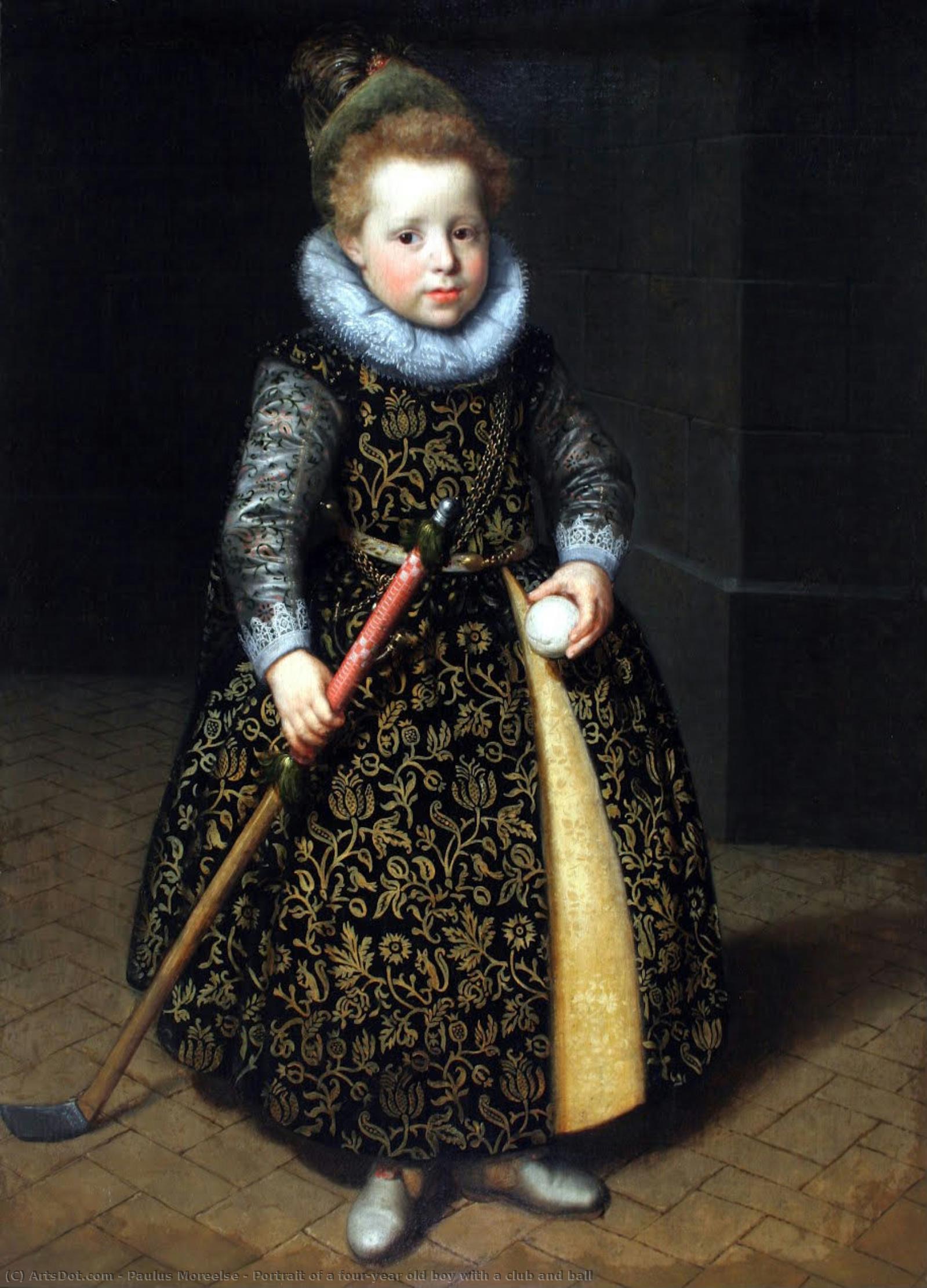 Portrait Of A Four-year Old Boy With A Club And Ball — パウルス・モレルス