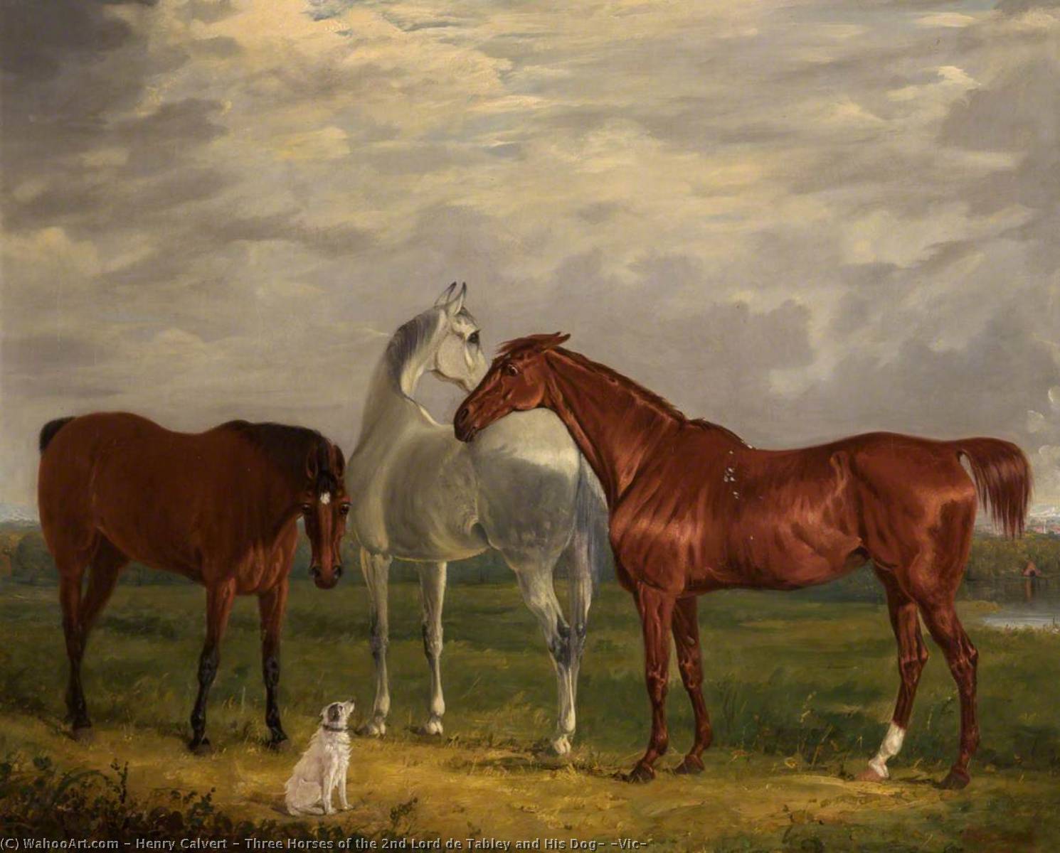 Three Horses Of The 2nd Lord De Tabley And His Dog, 'vic' — Henry Calvert