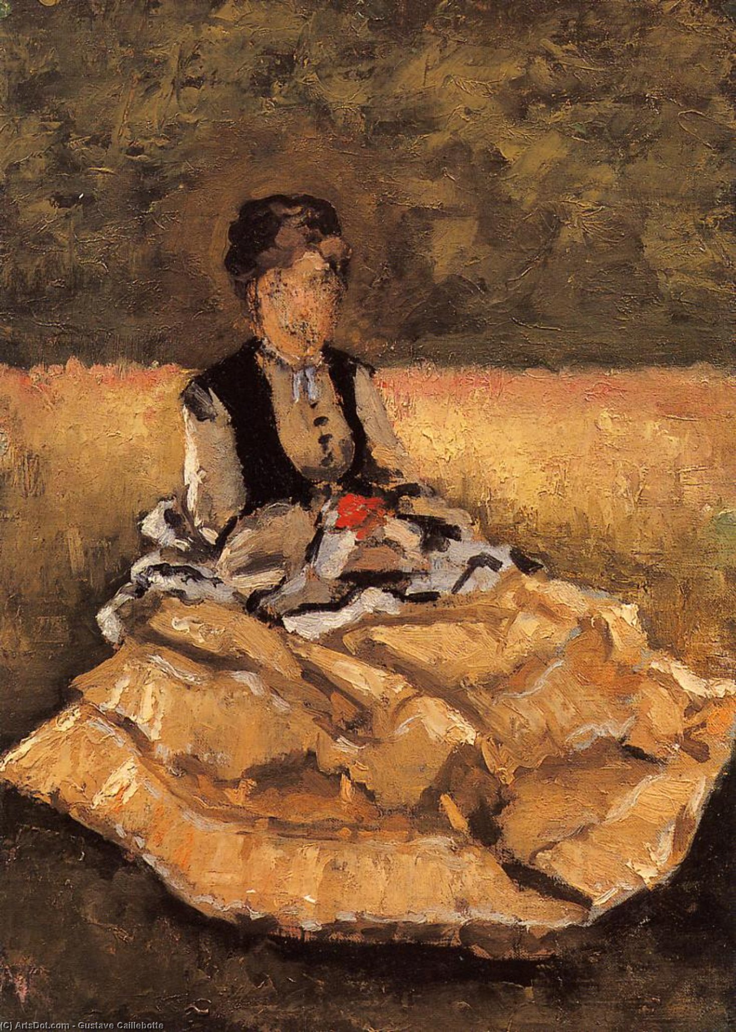 Woman Seated On The Grass (fragment) — Gustave Caillebotte