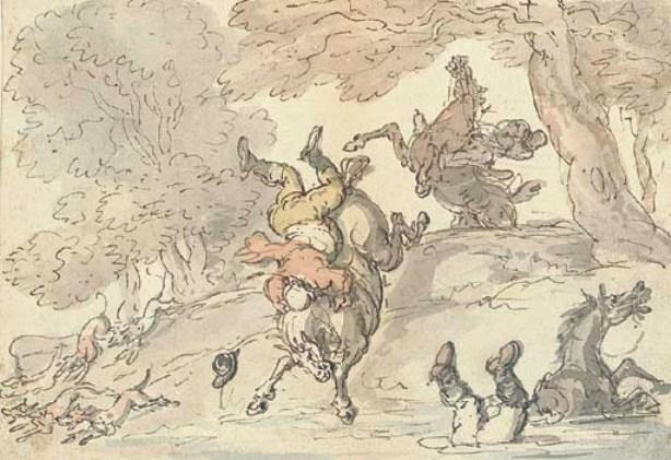 The Tumbling Huntsmen — Thomas Rowlandson