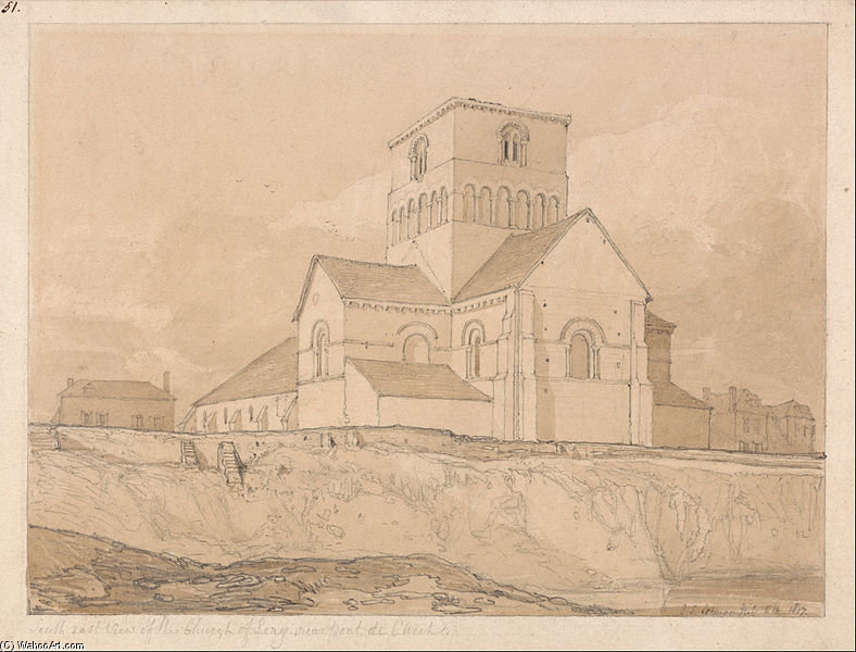 South-east View Of The Church Of Lery, Near Pont-de-l'arche, Normandy — John Sell Cotman