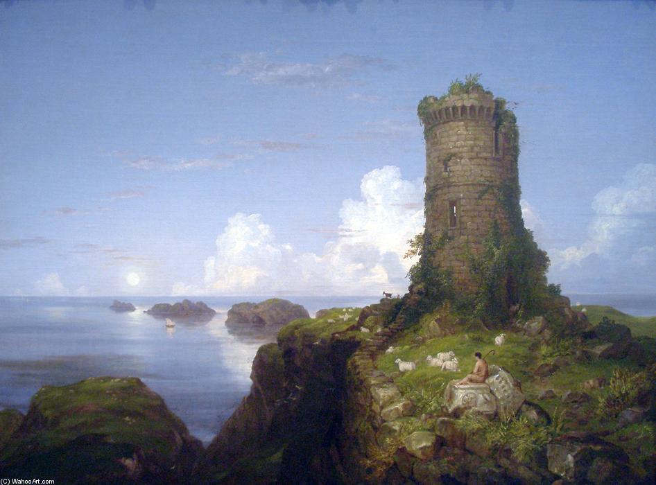 Italian Coast Scene With Ruined Tower — Томас Коул
