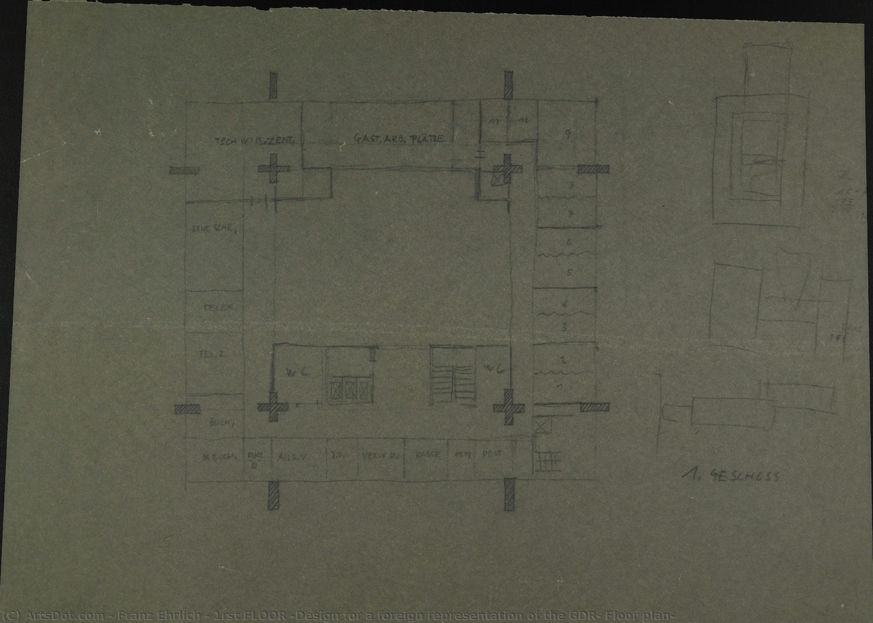 1rst Floor (design For A Foreign Representation Of The Gdr, Floor Plan) — Franz Ehrlich