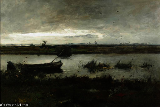 A Polder Landscape Near Kortenhoef — August Willem Van Voorden