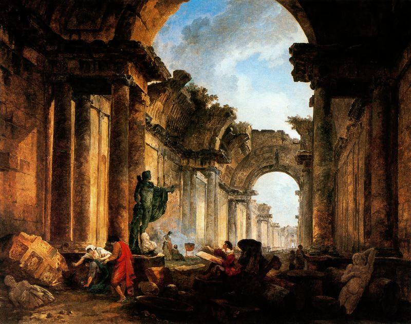 Imaginary View Of The Grande Galerie In Ruins — Hubert Robert