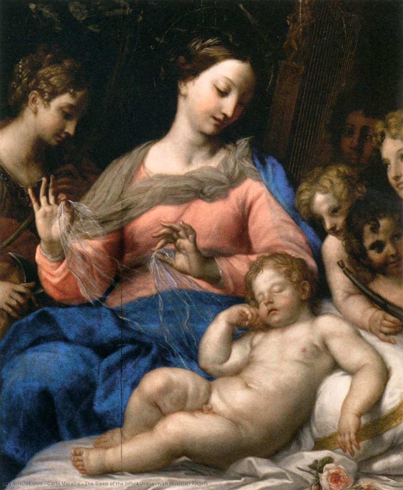 Der Schlaf Des Jesuskindes Mit Musizierenden Engeln — Carlo Maratta