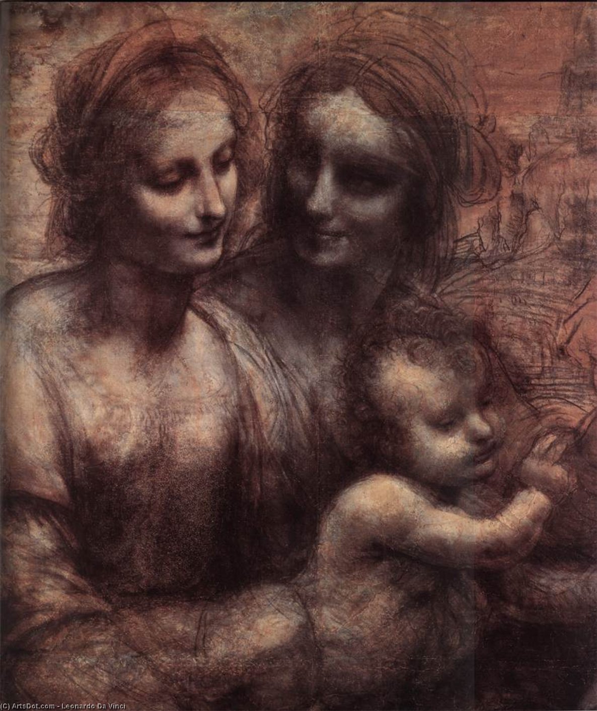 Madonna Und Kind Mit St. Anna Und Dem Jungen Johannes — Leonardo Da Vinci