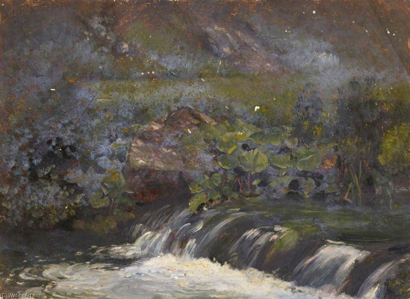 Waterfall With Leaves — Томас Стюарт Смит
