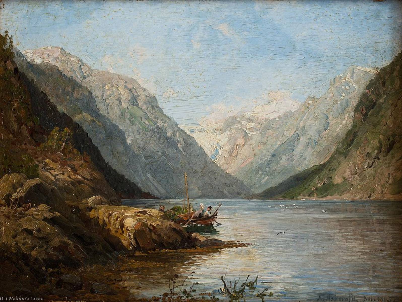 Fjord Landscape With A Boat — Anders Monsen Askevold