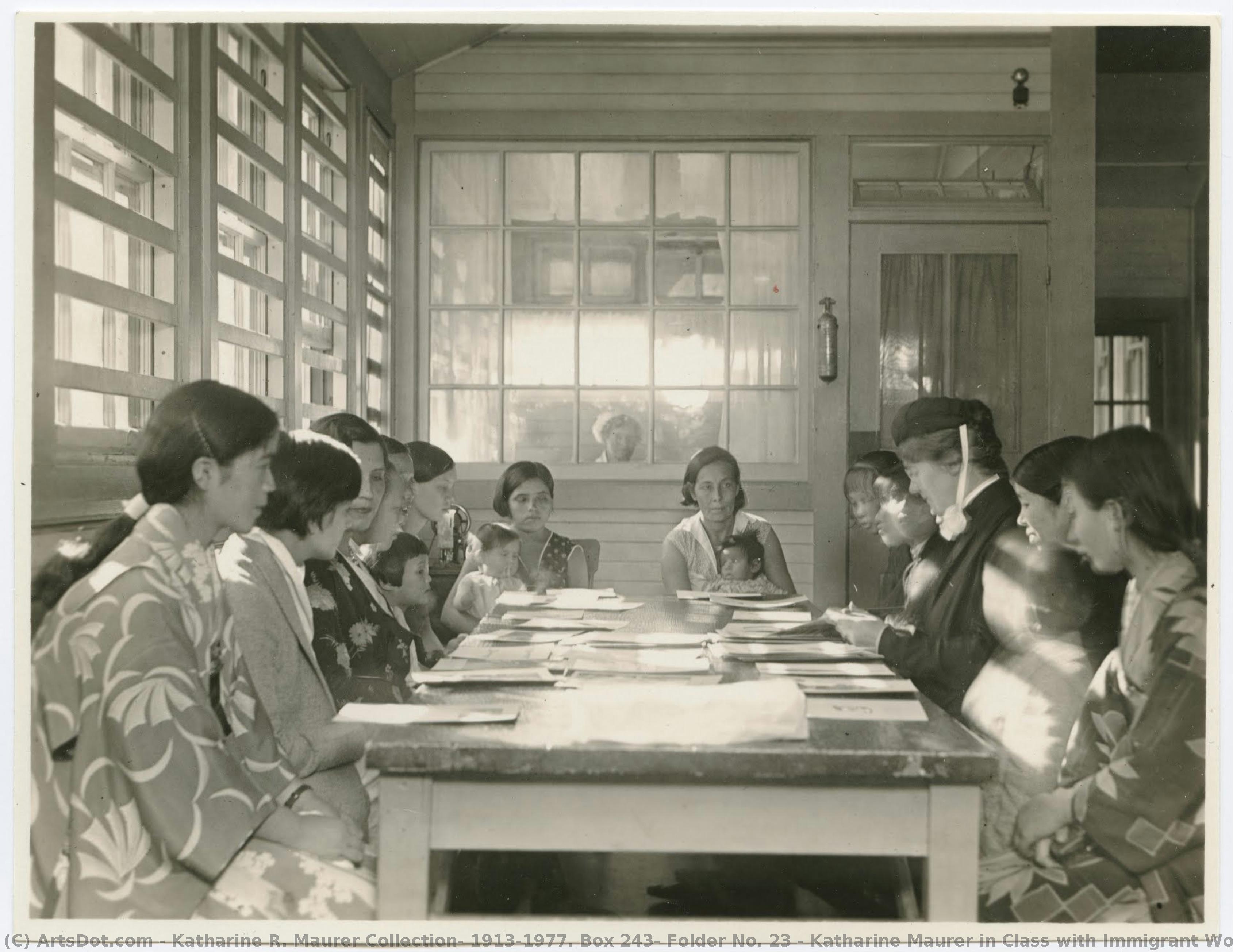 Katharine Maurer In Class With Immigrant Women — Katharine R. Maurer Collection, 1913-1977. Box 243, Folder No. 23