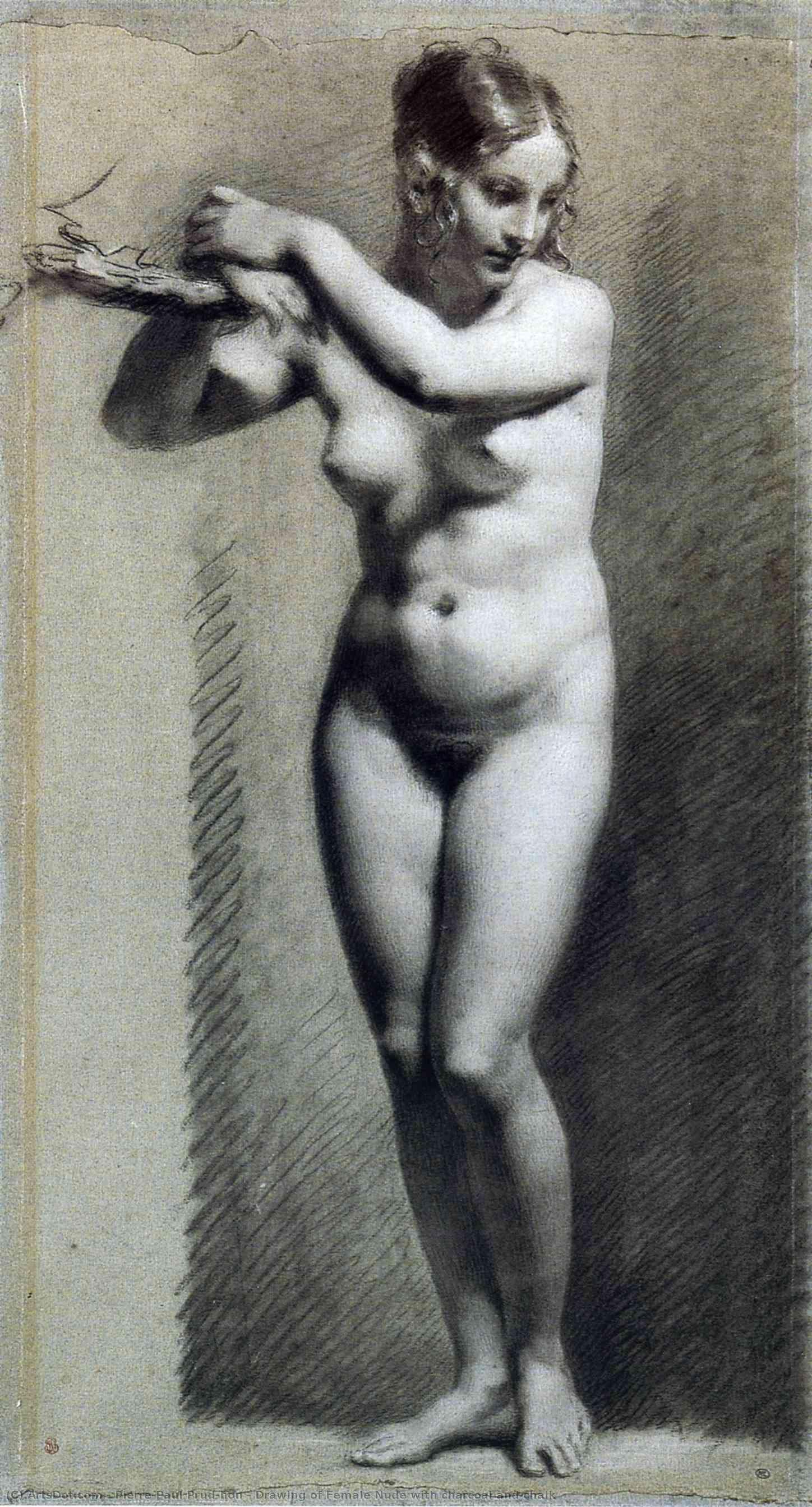 Drawing Of Female Nude With Charcoal And Chalk — Pierre-paul Prud'hon