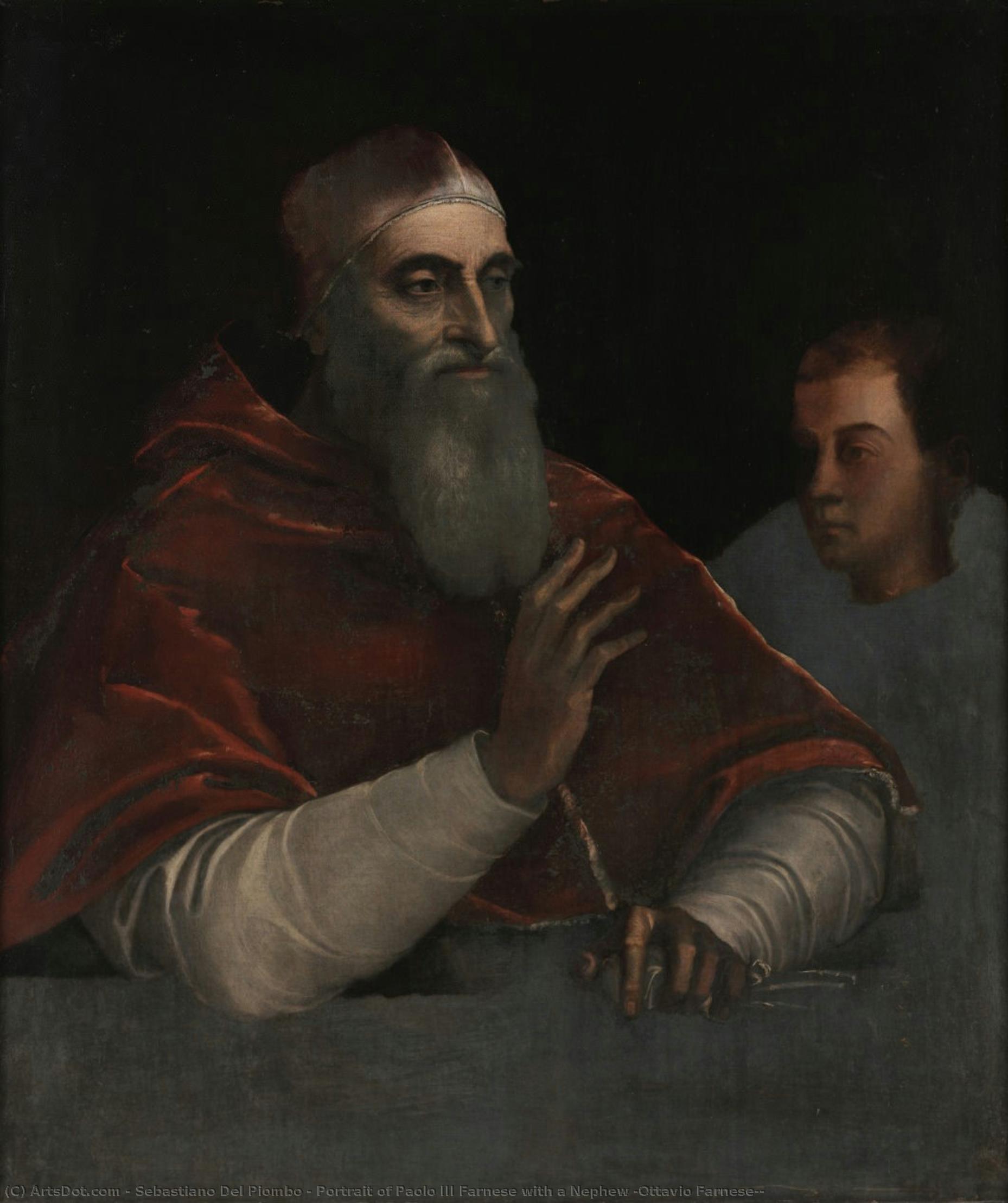 Portrait Of Paolo Iii Farnese With A Nephew (ottavio Farnese?) — Sebastiano Del Piombo