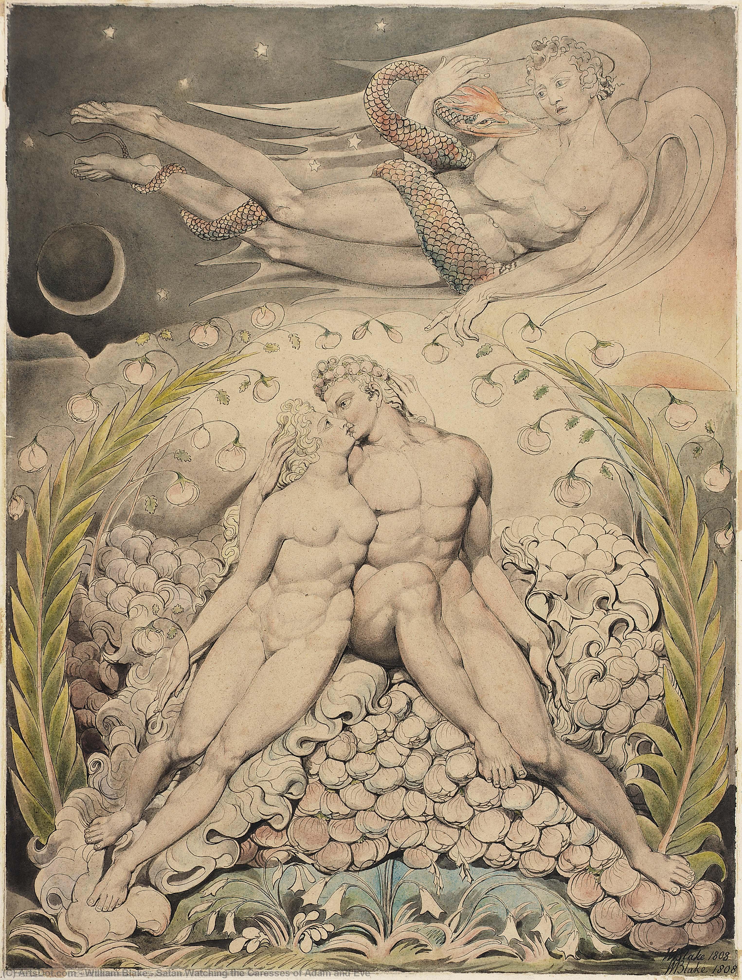 Satan Beobachtet Die Umarmungen Adams Und Evas — William Blake