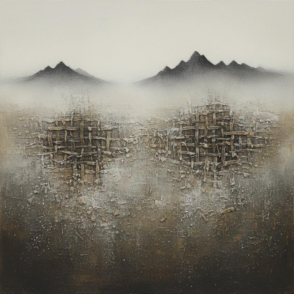 Monolithic Echoes Of Ancient Grids Amidst A Silent Ethereal Mist — David Moreau