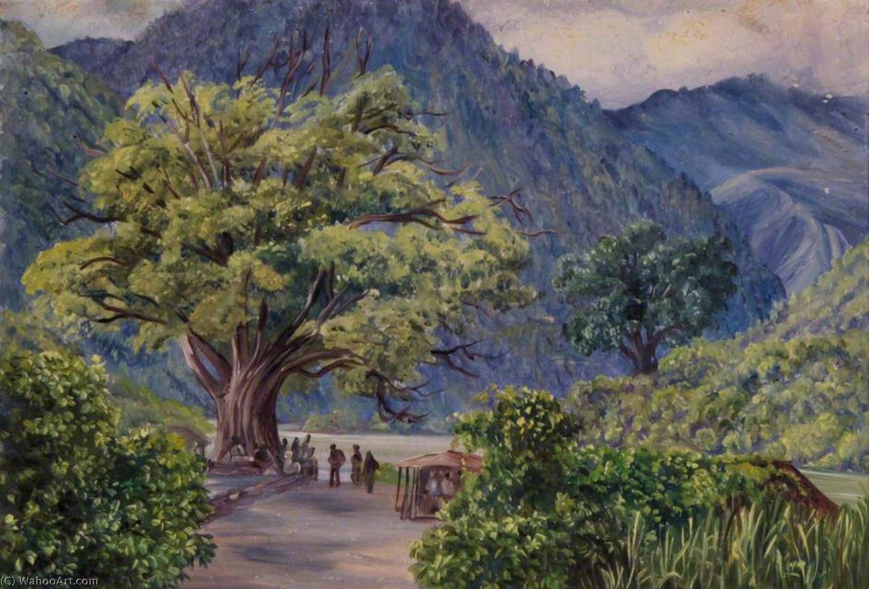 Kyare, Indien, Mit Ficus Bengalensis — Marianne North