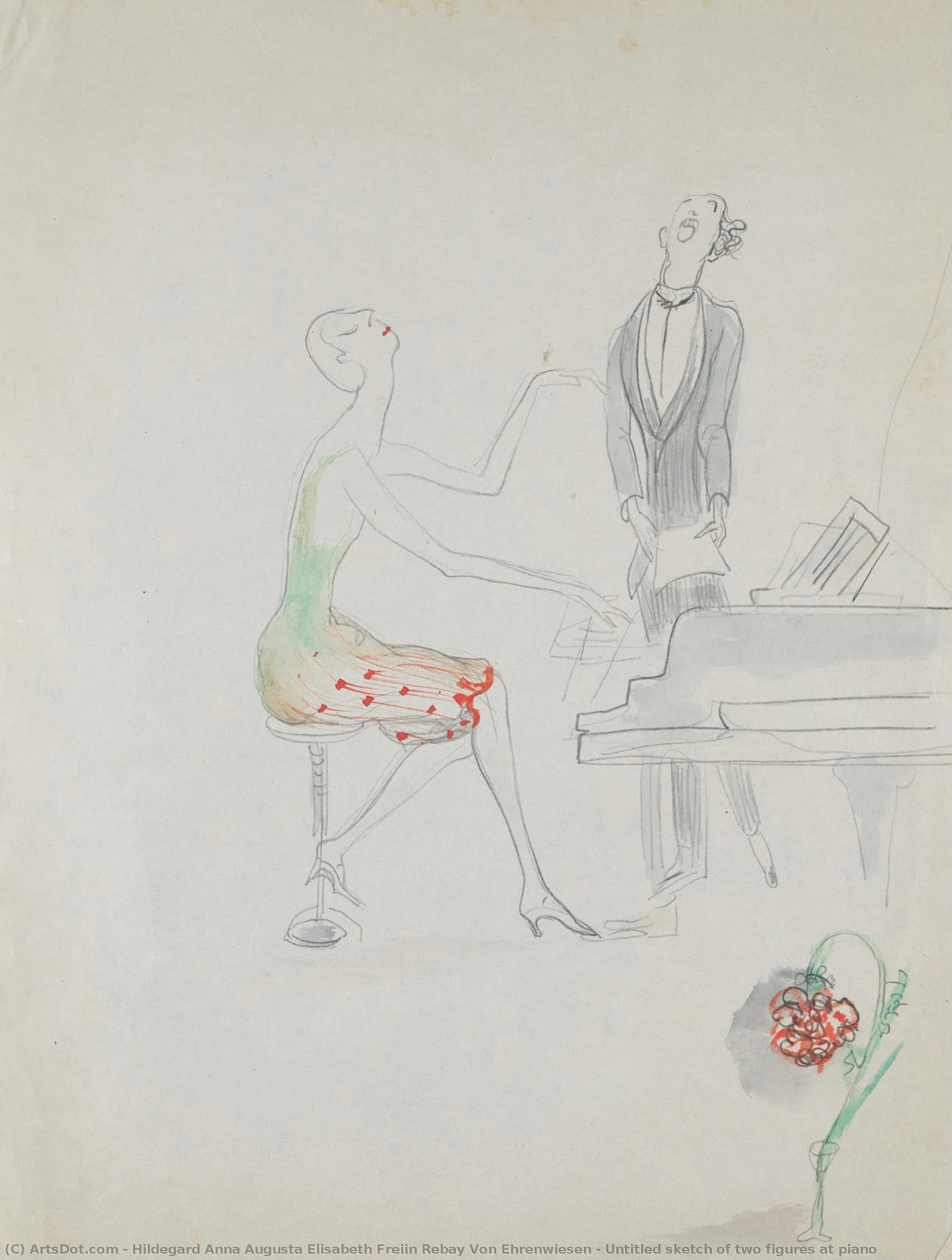 Untitled Sketch Of Two Figures At Piano — Hila Rebej