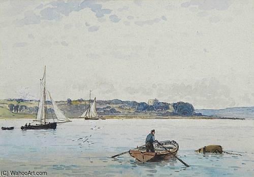A Fisherman On The River Stour Off The Shotley Peninsula — George Stanfield Walters