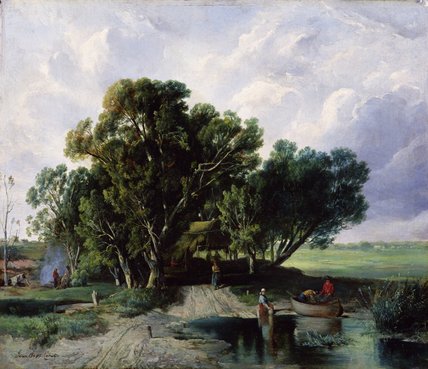 Peasants By A Lake — Geza Meszoly