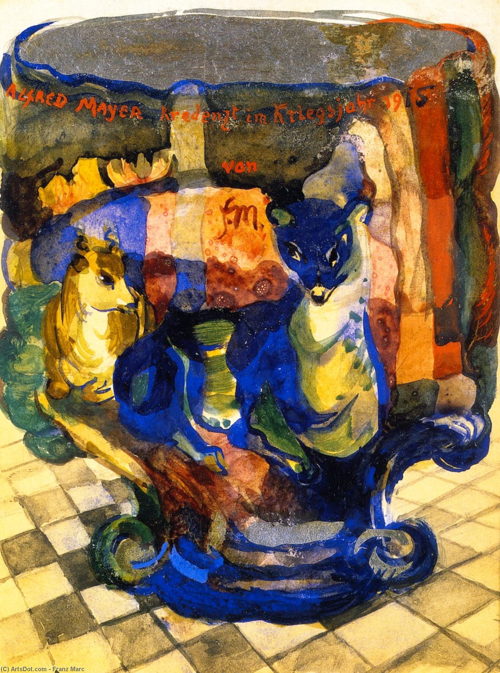 Goblet With Fox And Roebuck — Franz Marc