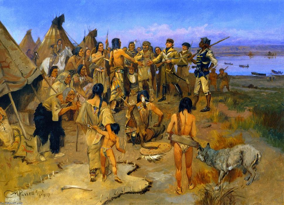 Lewis And Clark Meeting The Mandan Indians (also Known As Captain William Clark Of The Lewis And Clark Expedition Meeting With The Indians Of The Northwest) — チャールズ・マリー・ラッセル
