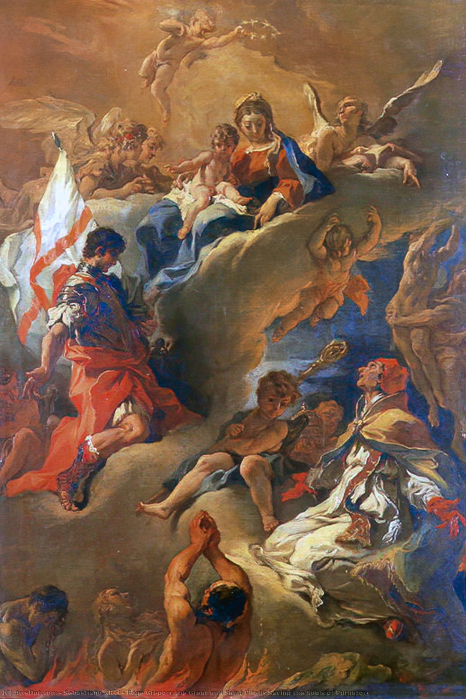 Pope Gregory The Great And Saint Vitalis Saving The Souls Of Purgatory — Sebastiano Ricci