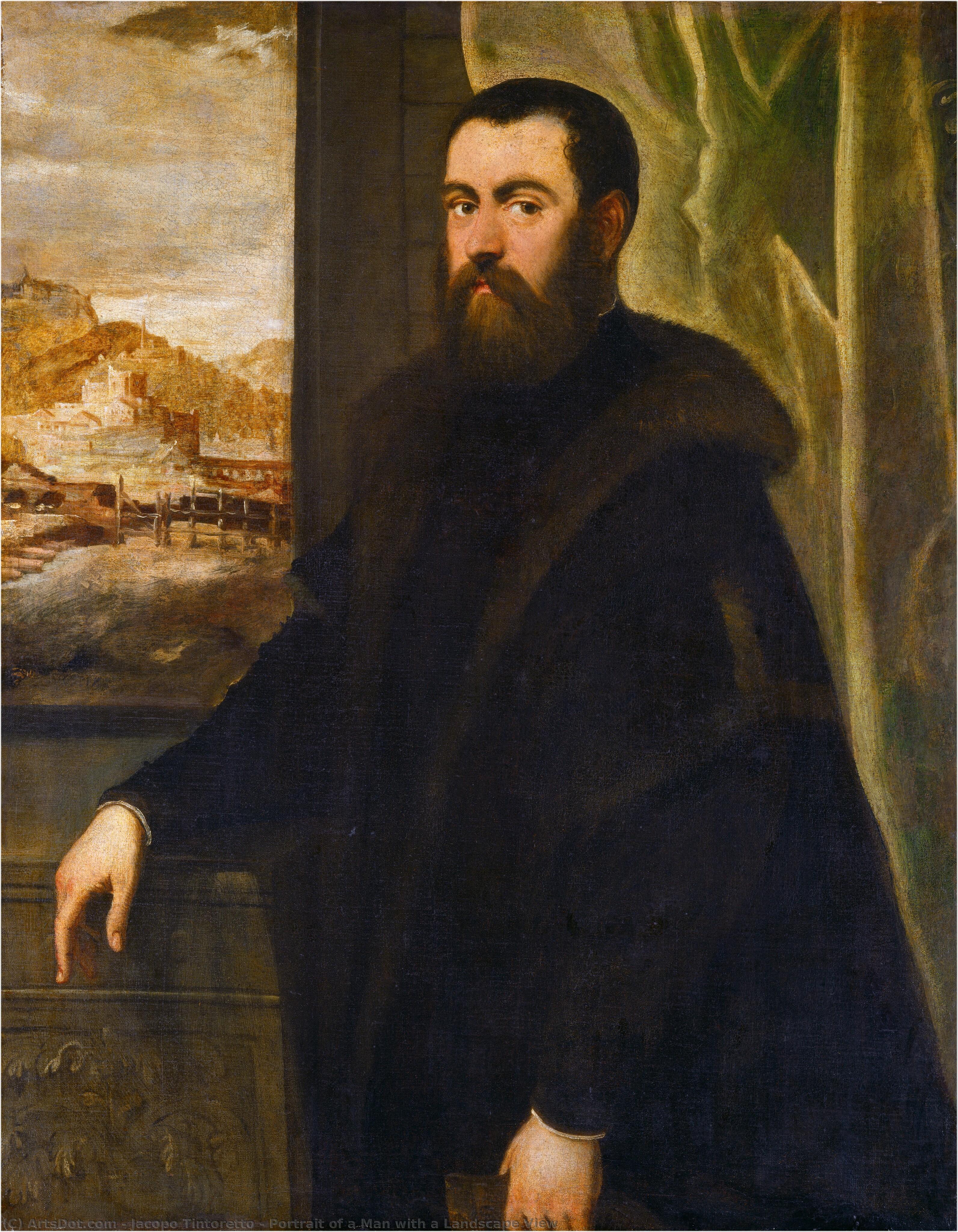 Portrait Of A Man With A Landscape View — Jacopo Tintoretto