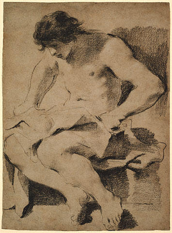 Study Of A Seated Young Man — Guercino